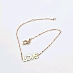 Vtg MAYA BRENNER‎ "Love" Bracelet Gold Plated Cable Chain 7.5" FREE $hipping!!